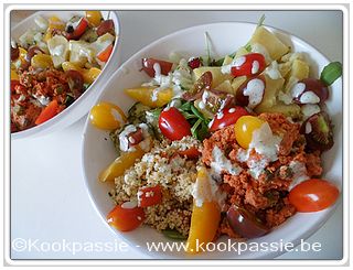 kookpassie.be - Salade met Vegetarische preparé, Pittige meloensalsa (686), …