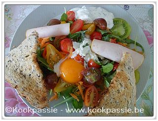 kookpassie.be - Gepocheerd eitje met salade