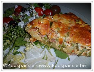 kookpassie.be - Quiche met courgette, erwtjes, feta, gekookte hesp