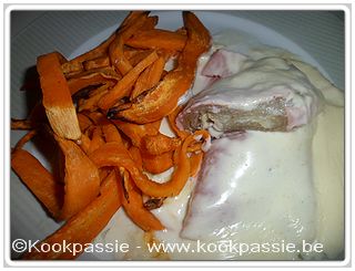kookpassie.be - Witloof met hesp in de oven en bataat frietjes