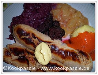 kookpassie.be - Witte worst en bloedworst, appelmoes en rode kool en home made ketchup