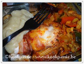 kookpassie.be - Zalm - Zalm in jasje en groenten in de oven met puree