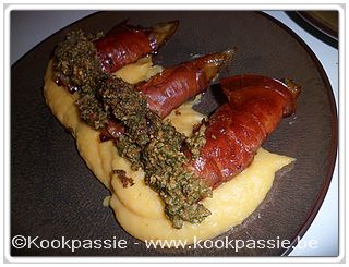 kookpassie.be - Witlof in ham met pompoenpuree en een botersausje van noten en peterselie (Pascale Naessens)