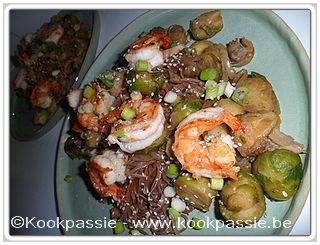 kookpassie.be - Scampi - Oosterse wokschotel met spruiten en scampi (Pascale Naessens)