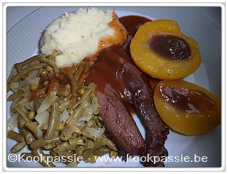 kookpassie.be - Rest hazerug met puree, prinsesseboontjes en erwtjes