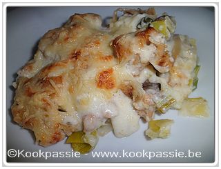 kookpassie.be - Prei - Prei-ovenschotel met gehakt en kaassaus