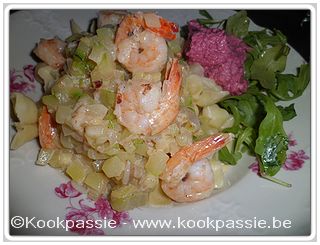 kookpassie.be - Scampi – Scampi’s in een amarettosausjes met courgetteblokjes