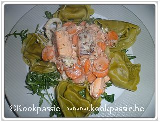 kookpassie.be - Tortelloni met zalm, inktvis en worteltjes