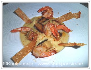 kookpassie.be - Pastinaak - Velouté de panais au foie gras et aux langoustines (scampi)