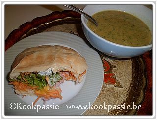 kookpassie.be - Pita - Pitabroodje hesp en kaas en Tzatziki yoghurt