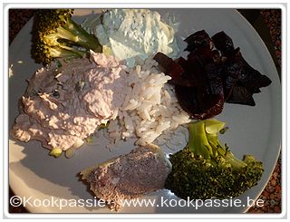 kookpassie.be - Tapenadeschotel van tonijn en fetakaas, pate, restje broccoli en rode bietjes