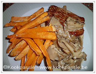 kookpassie.be - Chateaubriand met bataatfrietjes en oesterzwammen