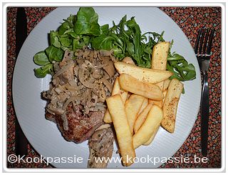 kookpassie.be - Rumsteak champignong met frietjes