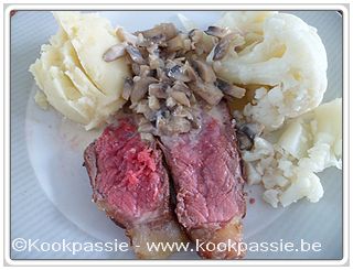 kookpassie.be - Entrecote met puree, bloemkool en champignonroomsaus (2 dagen)