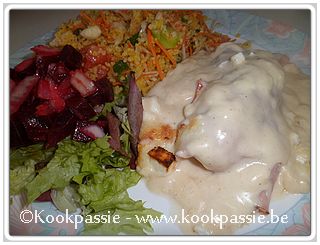 kookpassie.be - Witloof, hesp en kaassaus met rauwe groenten