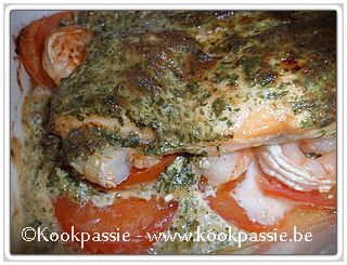 kookpassie.be - Zalm - Zalm met garnalen en broccoli, tomaat en champignons