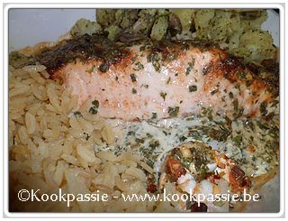 kookpassie.be - Zalm - Zalm met garnalen en broccoli, tomaat en champignons