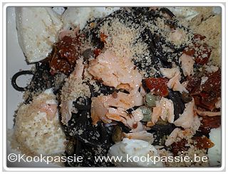 kookpassie.be - Salade tieède de spaghettis au saumon fumé