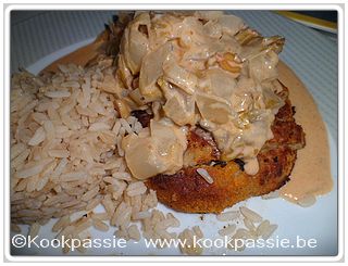 kookpassie.be - Hamburger, rijst en witloof met noten en gorgonzola roomsaus