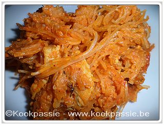 kookpassie.be - Linda pompoen met kip op 2 soorten met mascarpone, paprika en glasnoedels
