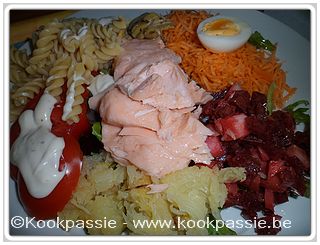 kookpassie.be - Koude schotel met gekookte zalm (Aldi)