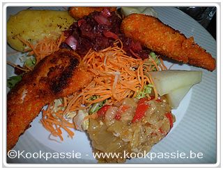 kookpassie.be - Gepanneerde kip (Lidl) met rauwe groenten