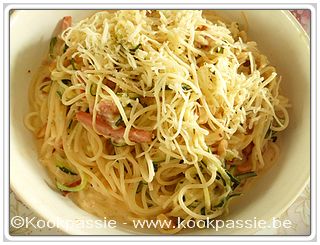 kookpassie.be - Cappelini Carbonara met courgettesliertjes