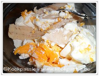 kookpassie.be - Beleg: Gerookte forel, gekookt ei, griekse yoghurt, mayo light, kruiden: Tzatziki dip van Oil & Vinegar