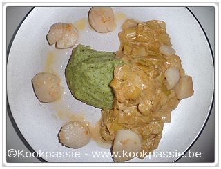 kookpassie.be - Saint-Jacques curry-coco met broccoli puree