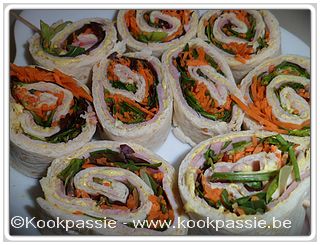 kookpassie.be - Wrap - Hamrolletjes met kerrieroom en rucola