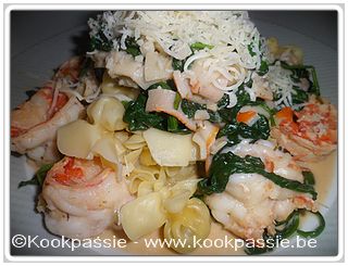 kookpassie.be - Scampi, surimi en spinazieroom