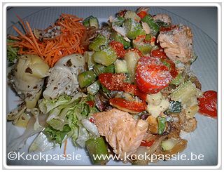 kookpassie.be - Zalm met groene asperges, courgette en glasnoedels