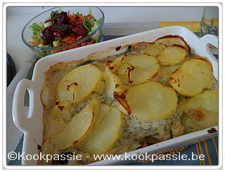 kookpassie.be - Zalm - Ovenschotel met zalm, spinazie en aardappelkorstje