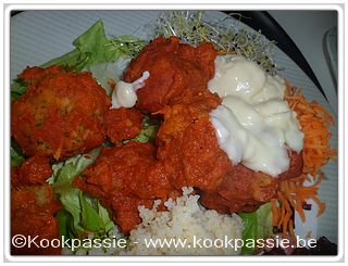 kookpassie.be - Kabeljauw - Pittige visballetjes met tomaten-koriandersaus