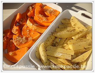 kookpassie.be - Pompoen uit de oven (1298) en Aardappelen met rozemarijn (1069)