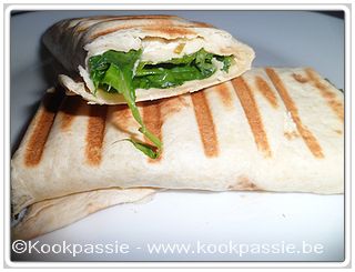 kookpassie.be - Wrap met kruidenkaas en spinazie