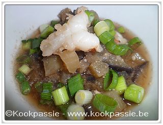 kookpassie.be - Scampi - Misosoep met aubergines en scampi's