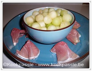 kookpassie.be - Bolletjes meloen met rauwe ham