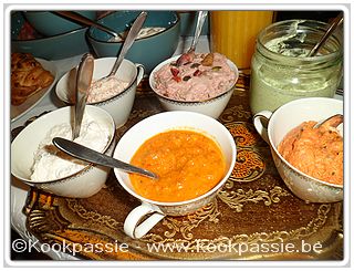 kookpassie.be - Heksenkaas, Tapenade de poivrons doux orange, King krab sla, Kabeljauwsla, Préparé en Pate met noten en fruit