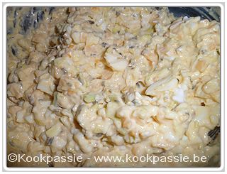 kookpassie.be - Beleg - Eiersalade met prei, oude kaas en mosterd