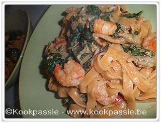 kookpassie.be - Scampi - Pasta met garnalen en spinazi à la Vapiano